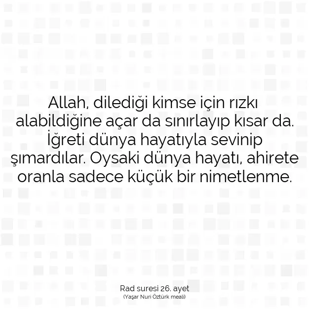 Ayetbul | Kuran Mealleri | Quran | Rad suresi 26. ayet