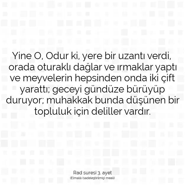 Ayetbul | Kuran Mealleri | Quran | Rad suresi 3. ayet