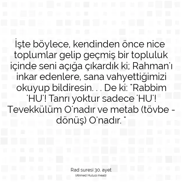 Ayetbul | Kuran Mealleri | Quran | Rad suresi 30. ayet