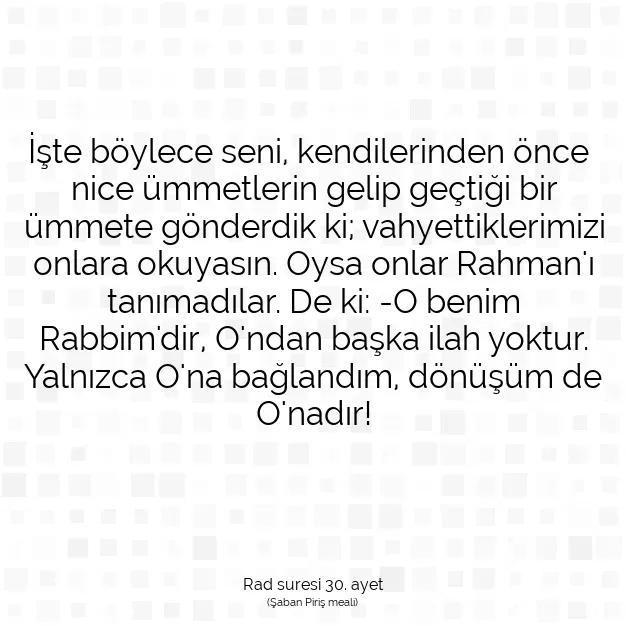 Ayetbul | Kuran Mealleri | Quran | Rad suresi 30. ayet