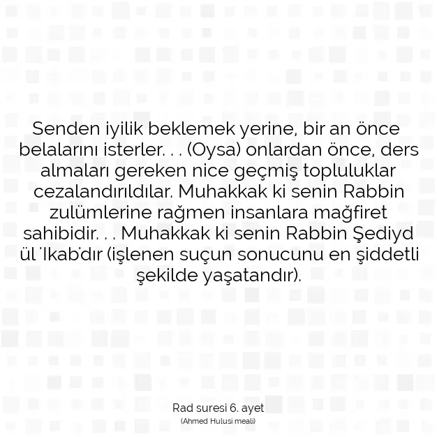 Ayetbul | Kuran Mealleri | Quran | Rad suresi 6. ayet