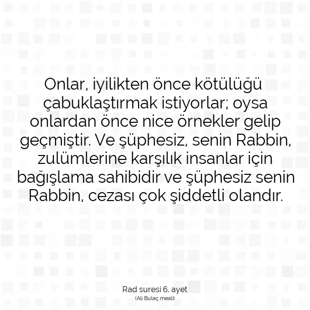 Ayetbul | Kuran Mealleri | Quran | Rad suresi 6. ayet