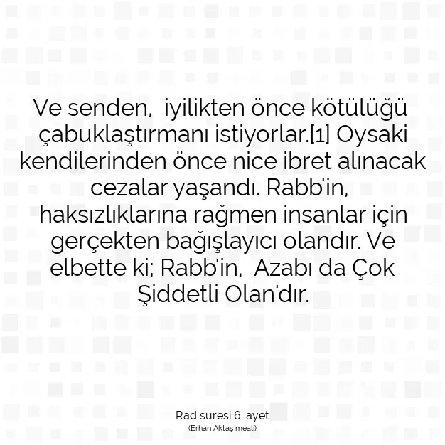 Ayetbul | Kuran Mealleri | Quran | Rad suresi 6. ayet