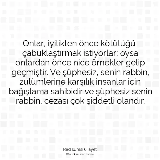 Ayetbul | Kuran Mealleri | Quran | Rad suresi 6. ayet