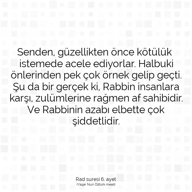 Ayetbul | Kuran Mealleri | Quran | Rad suresi 6. ayet