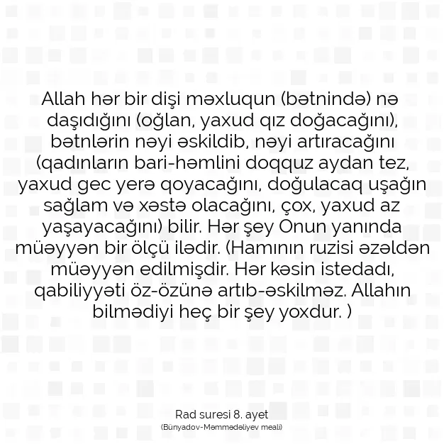 Ayetbul | Kuran Mealleri | Quran | Rad suresi 8. ayet