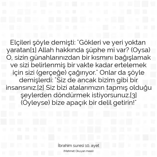 Ayetbul | Kuran Mealleri | Quran | İbrahim suresi 10. ayet