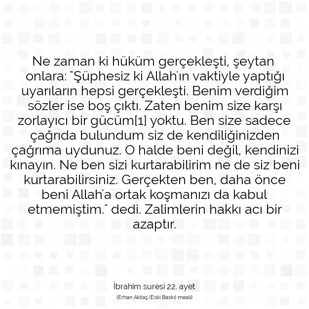 Ayetbul | Kuran Mealleri | Quran | İbrahim suresi 22. ayet