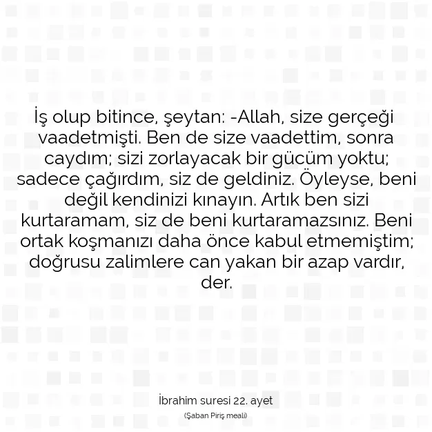 Ayetbul | Kuran Mealleri | Quran | İbrahim suresi 22. ayet