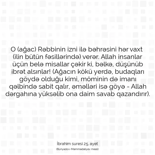 Ayetbul | Kuran Mealleri | Quran | İbrahim suresi 25. ayet