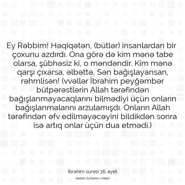 Ayetbul | Kuran Mealleri | Quran | İbrahim suresi 36. ayet