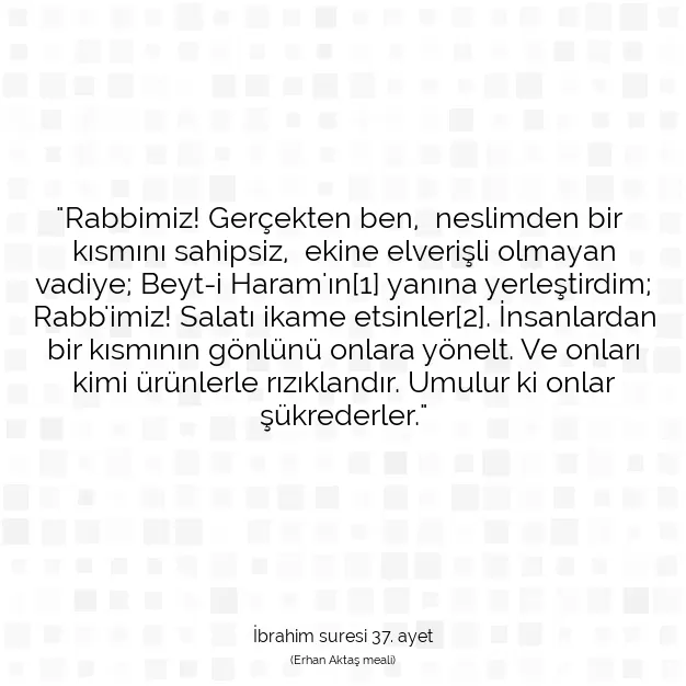 Ayetbul | Kuran Mealleri | Quran | İbrahim suresi 37. ayet