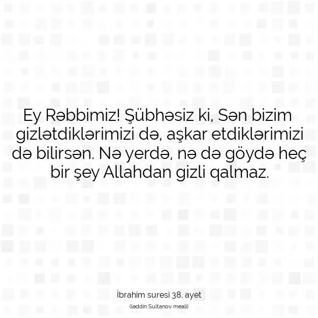 Ayetbul | Kuran Mealleri | Quran | İbrahim suresi 38. ayet