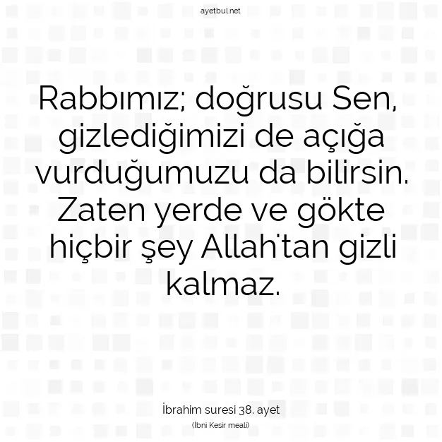 Ayetbul | Kuran Mealleri | Quran | İbrahim suresi 38. ayet