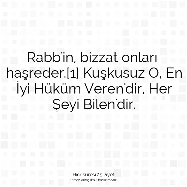 Ayetbul | Kuran Mealleri | Quran | Hicr suresi 25. ayet