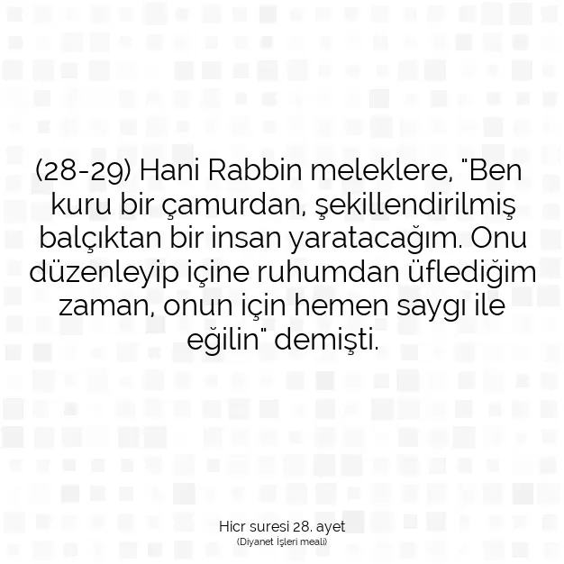 Ayetbul | Kuran Mealleri | Quran | Hicr suresi 28. ayet