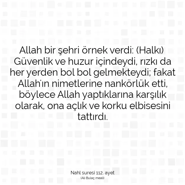 Ayetbul | Kuran Mealleri | Quran | Nahl suresi 112. ayet