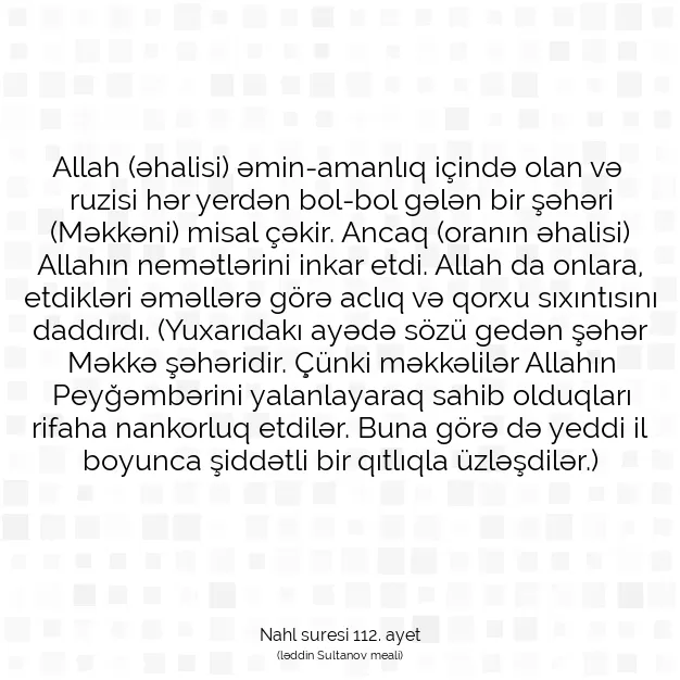 Ayetbul | Kuran Mealleri | Quran | Nahl suresi 112. ayet