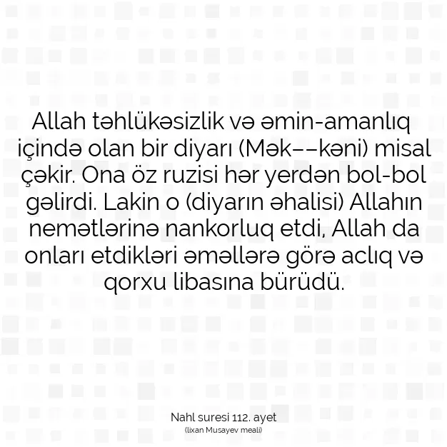 Ayetbul | Kuran Mealleri | Quran | Nahl suresi 112. ayet