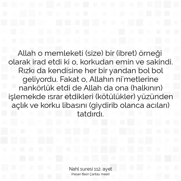 Ayetbul | Kuran Mealleri | Quran | Nahl suresi 112. ayet