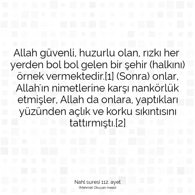 Ayetbul | Kuran Mealleri | Quran | Nahl suresi 112. ayet