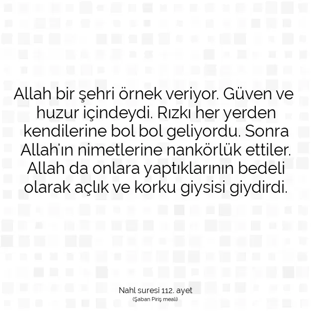 Ayetbul | Kuran Mealleri | Quran | Nahl suresi 112. ayet