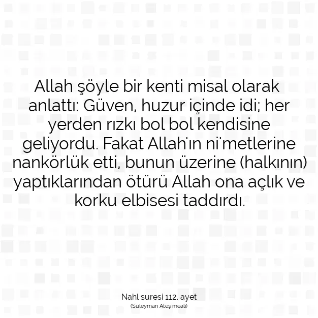 Ayetbul | Kuran Mealleri | Quran | Nahl suresi 112. ayet