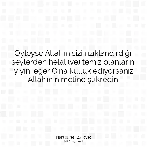 Ayetbul | Kuran Mealleri | Quran | Nahl suresi 114. ayet