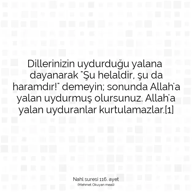 Ayetbul | Kuran Mealleri | Quran | Nahl suresi 116. ayet