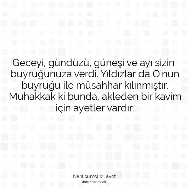 Ayetbul | Kuran Mealleri | Quran | Nahl suresi 12. ayet