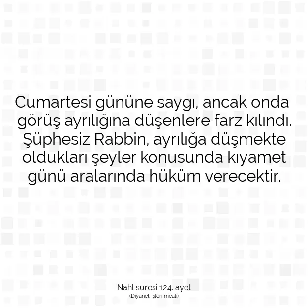 Ayetbul | Kuran Mealleri | Quran | Nahl suresi 124. ayet