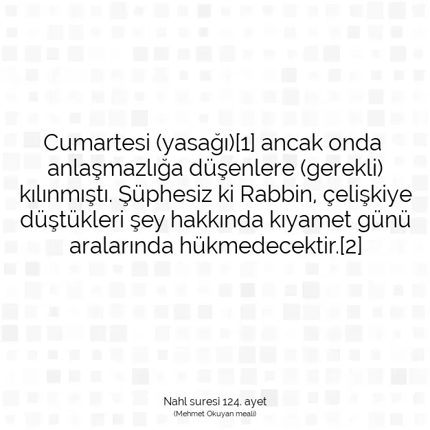 Ayetbul | Kuran Mealleri | Quran | Nahl suresi 124. ayet