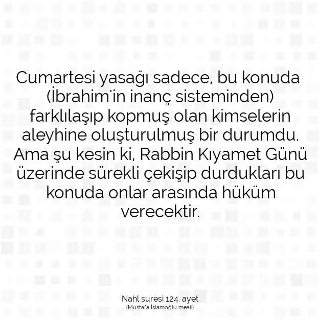 Ayetbul | Kuran Mealleri | Quran | Nahl suresi 124. ayet