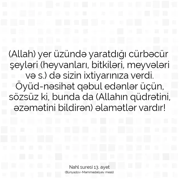 Ayetbul | Kuran Mealleri | Quran | Nahl suresi 13. ayet