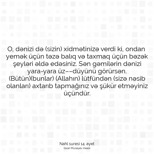 Ayetbul | Kuran Mealleri | Quran | Nahl suresi 14. ayet