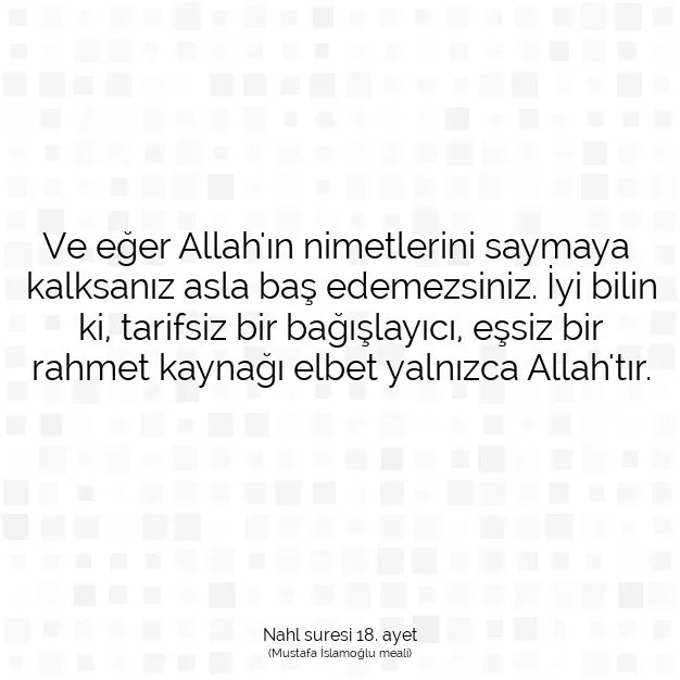 Ayetbul | Kuran Mealleri | Quran | Nahl suresi 18. ayet