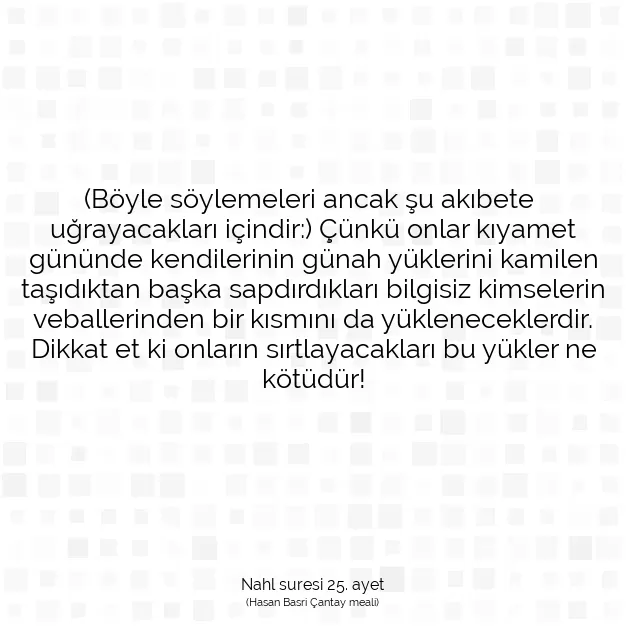 Ayetbul | Kuran Mealleri | Quran | Nahl suresi 25. ayet