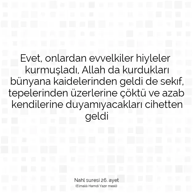 Ayetbul | Kuran Mealleri | Quran | Nahl suresi 26. ayet