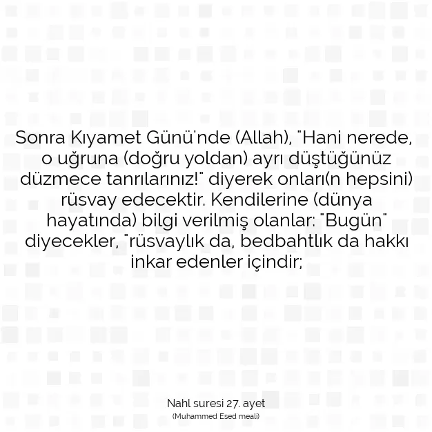 Ayetbul | Kuran Mealleri | Quran | Nahl suresi 27. ayet