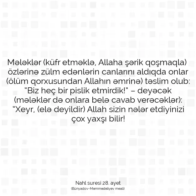 Ayetbul | Kuran Mealleri | Quran | Nahl suresi 28. ayet