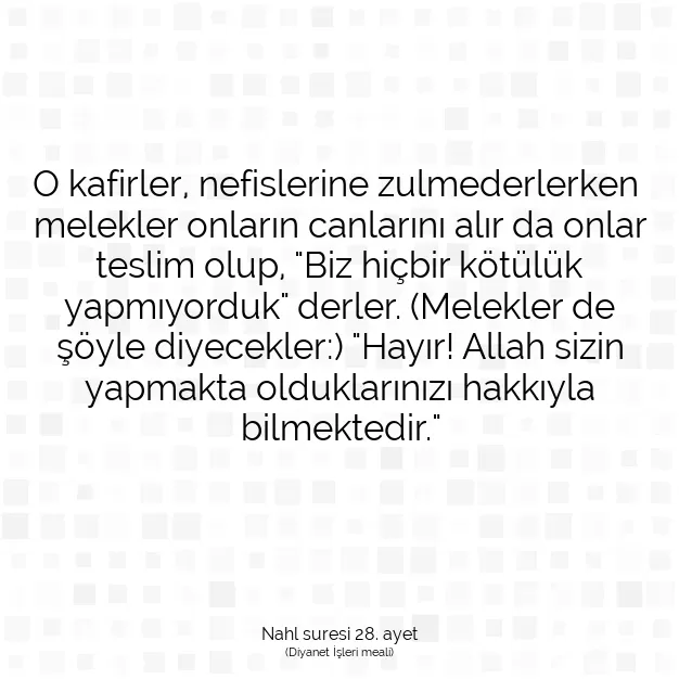 Ayetbul | Kuran Mealleri | Quran | Nahl suresi 28. ayet