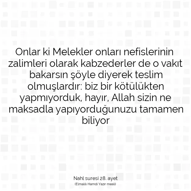 Ayetbul | Kuran Mealleri | Quran | Nahl suresi 28. ayet