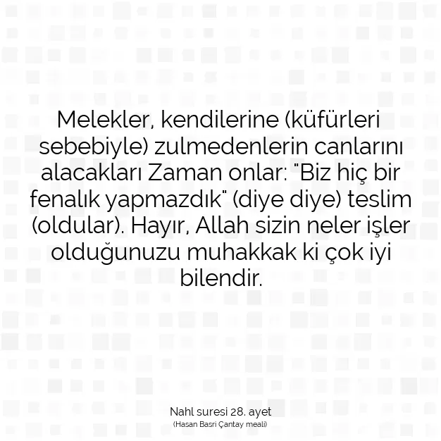 Ayetbul | Kuran Mealleri | Quran | Nahl suresi 28. ayet