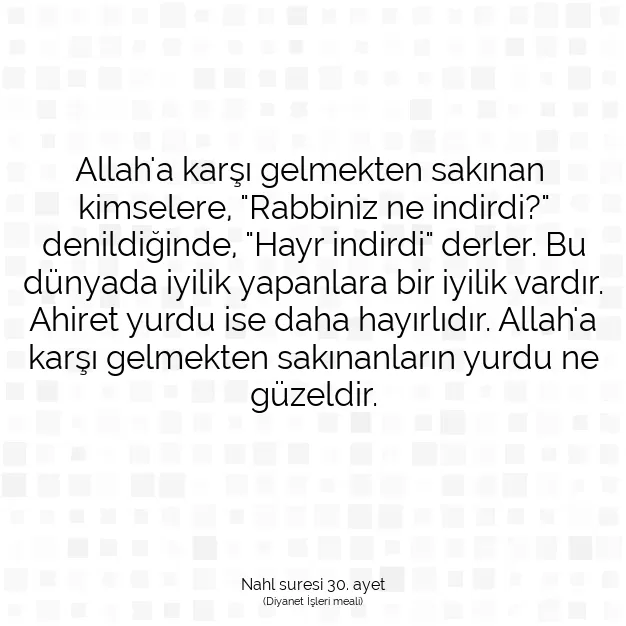 Ayetbul | Kuran Mealleri | Quran | Nahl suresi 30. ayet