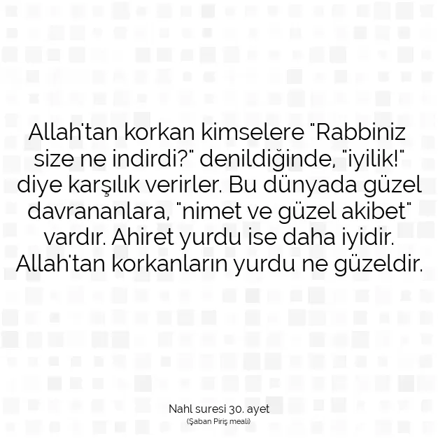 Ayetbul | Kuran Mealleri | Quran | Nahl suresi 30. ayet