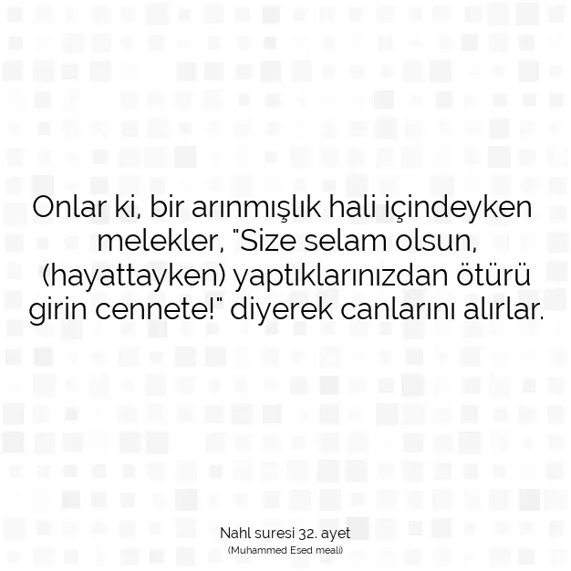 Ayetbul | Kuran Mealleri | Quran | Nahl suresi 32. ayet