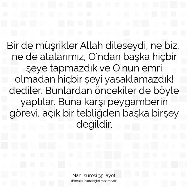 Ayetbul | Kuran Mealleri | Quran | Nahl suresi 35. ayet