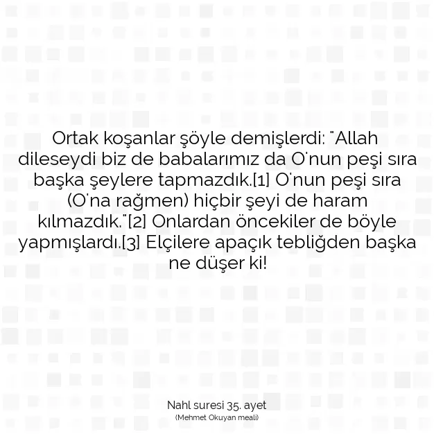 Ayetbul | Kuran Mealleri | Quran | Nahl suresi 35. ayet