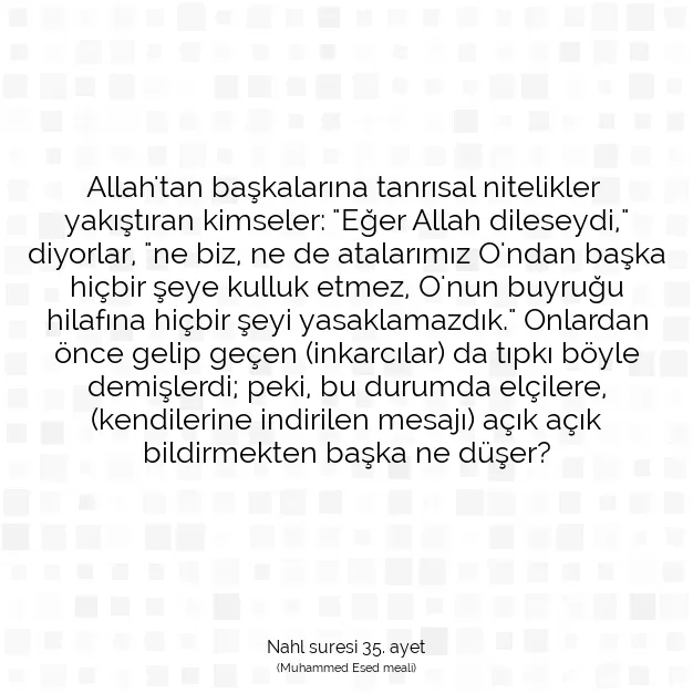 Ayetbul | Kuran Mealleri | Quran | Nahl suresi 35. ayet