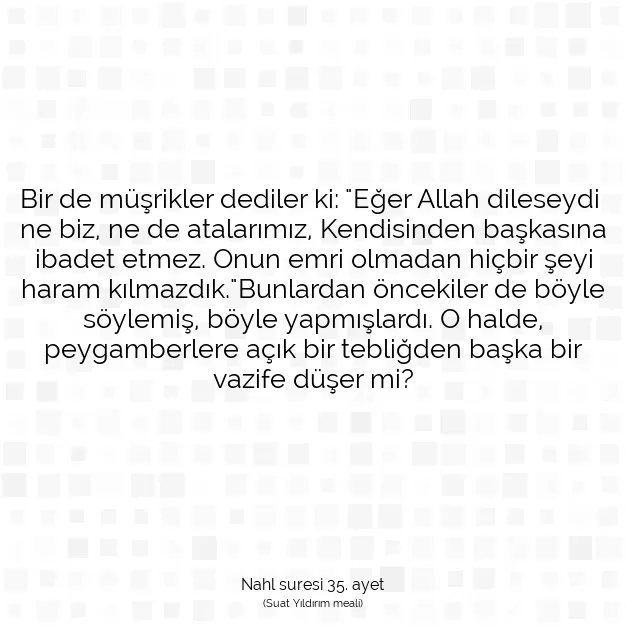 Ayetbul | Kuran Mealleri | Quran | Nahl suresi 35. ayet